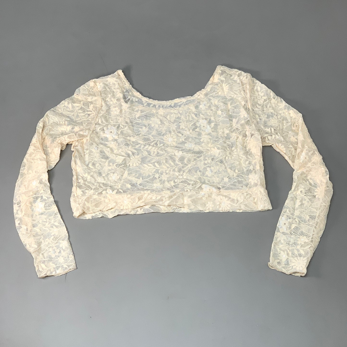 HALFTEE Full Lace Long Sleeve Nylon & Spandex Blend Floral Creme XL (22)