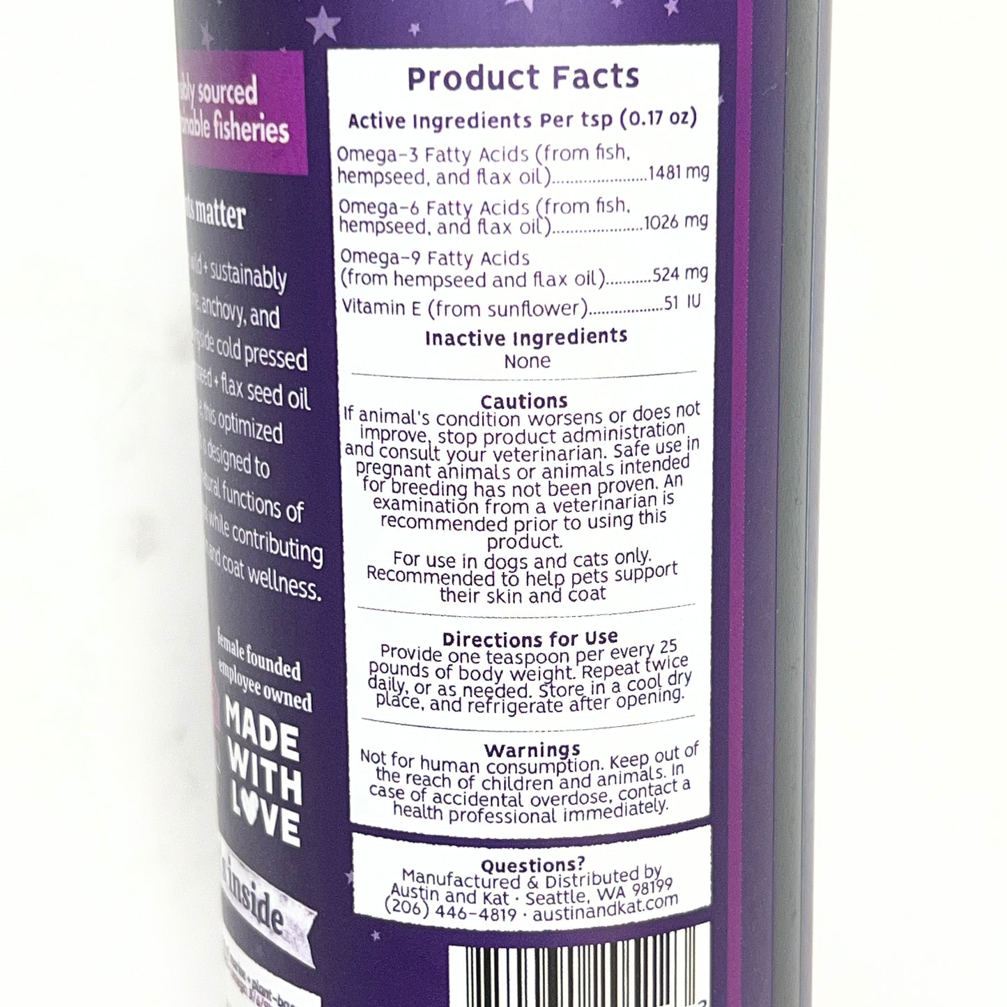 AUSTIN & KAT Austin Everything Oil Omega Fish Oil Liquid Skin & Coat BB 11/27