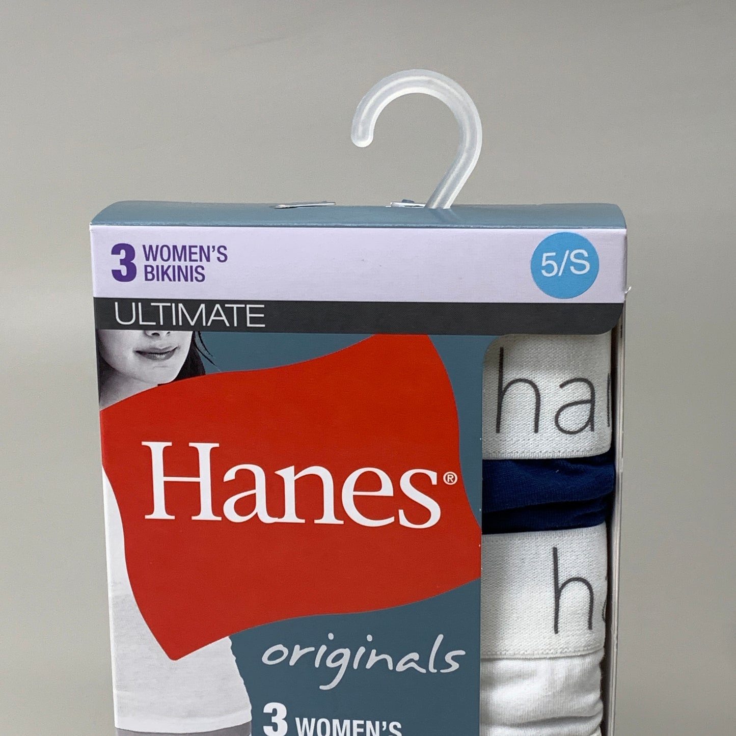 HANES 3 PACK!! Originals Women's Breathable Cotton Bikinis Underwear Sz 5/S Navy/White/Floral 45UOBK