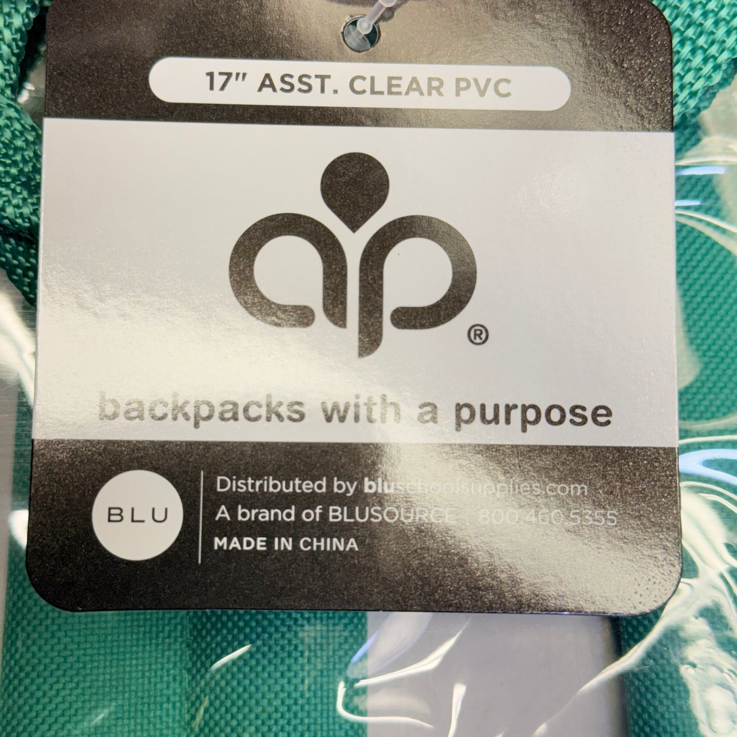 BWAP 17" Clear Plastic Backpack 17" x 12" x 6" Color Teal BP1643