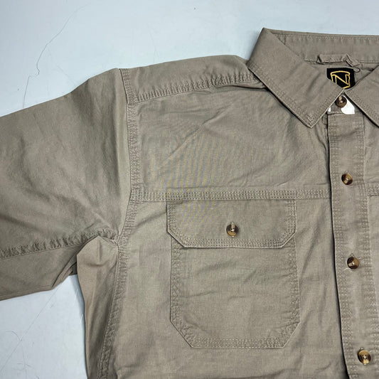 NOBLE OUTFITTERS Short Sleeve Weathered Work Shirt Men's Sz M-R Khaki 12005