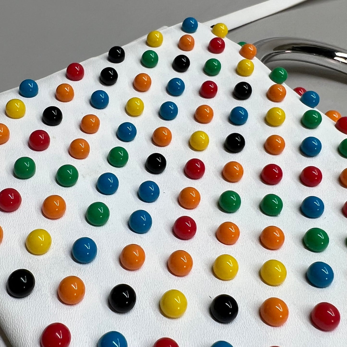 CHARLES & KEITH Rainbow Studded Shoulder Purse Faux Leather 6" x 6" (Pre-Owned)