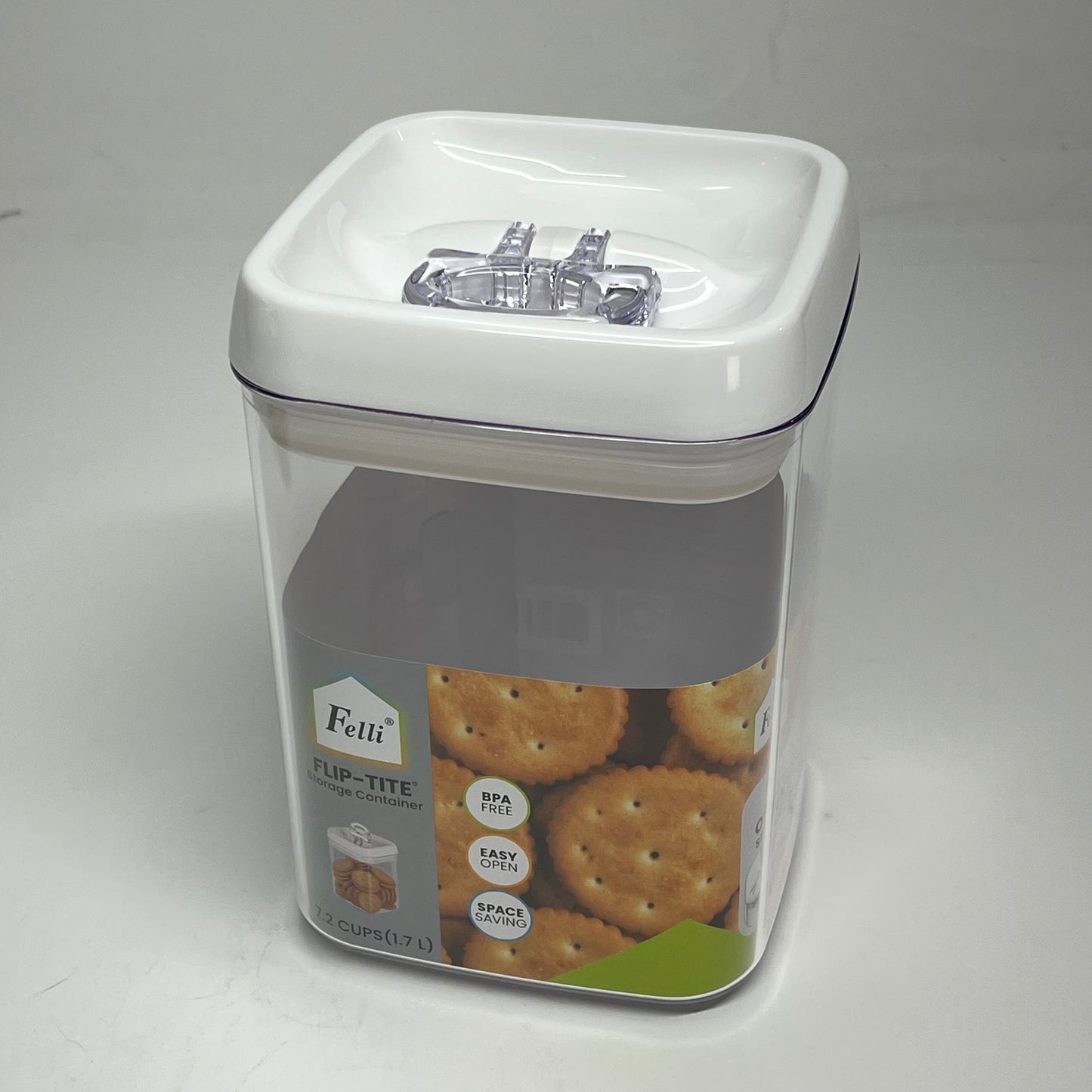 FELLI  (3 PACK) Flip Tite Storage Containers Set 1.7 L White/Clear NLQ507A-060