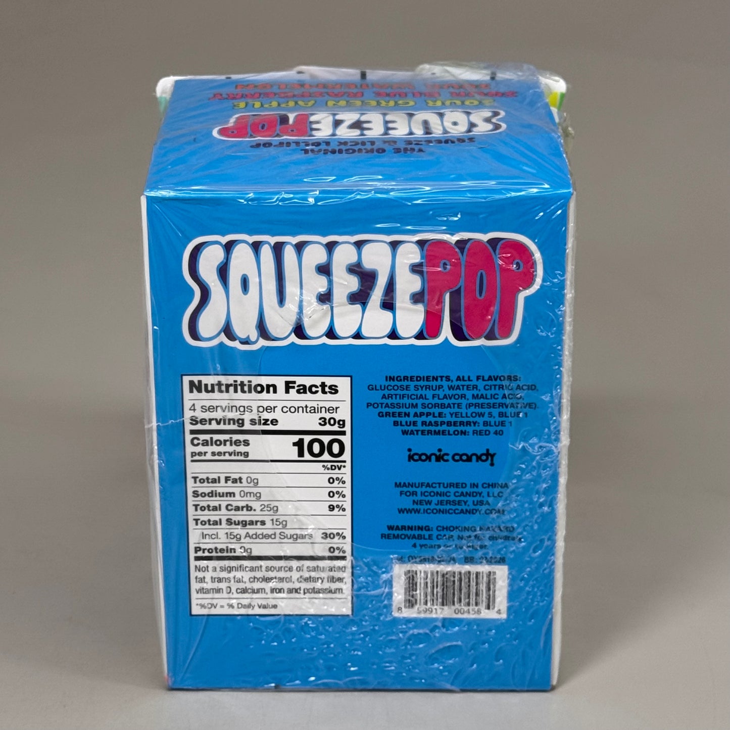 ICONIC CANDY (12 PACK) The Original Squeeze Pop 3 Assorted Flavors 4oz BB 02/26