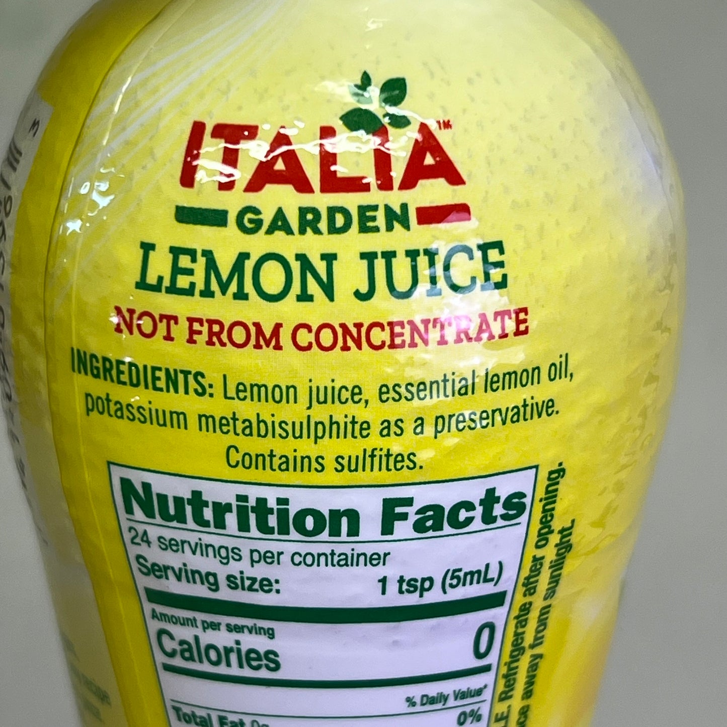 ITALIA (24 PACK) Garden Lemon Juice From Concentrate 4oz 24 Servings BB 12/25