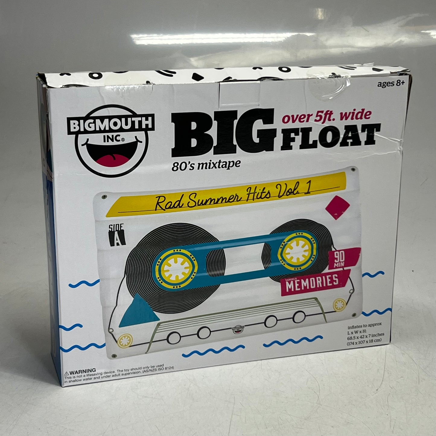 BIGMOUTH Inflatable Tape Cassette Float 68.5" x 42" x 7" White BMPF-0151