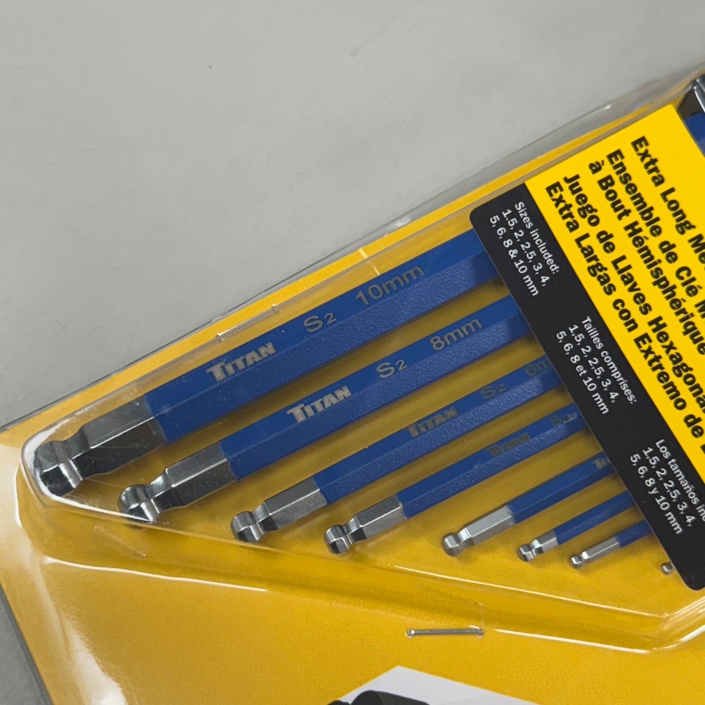 TITAN (9 Pieces) Extra Long Metric Ball End Hex Key Set 1.5-10mm Blue 12714
