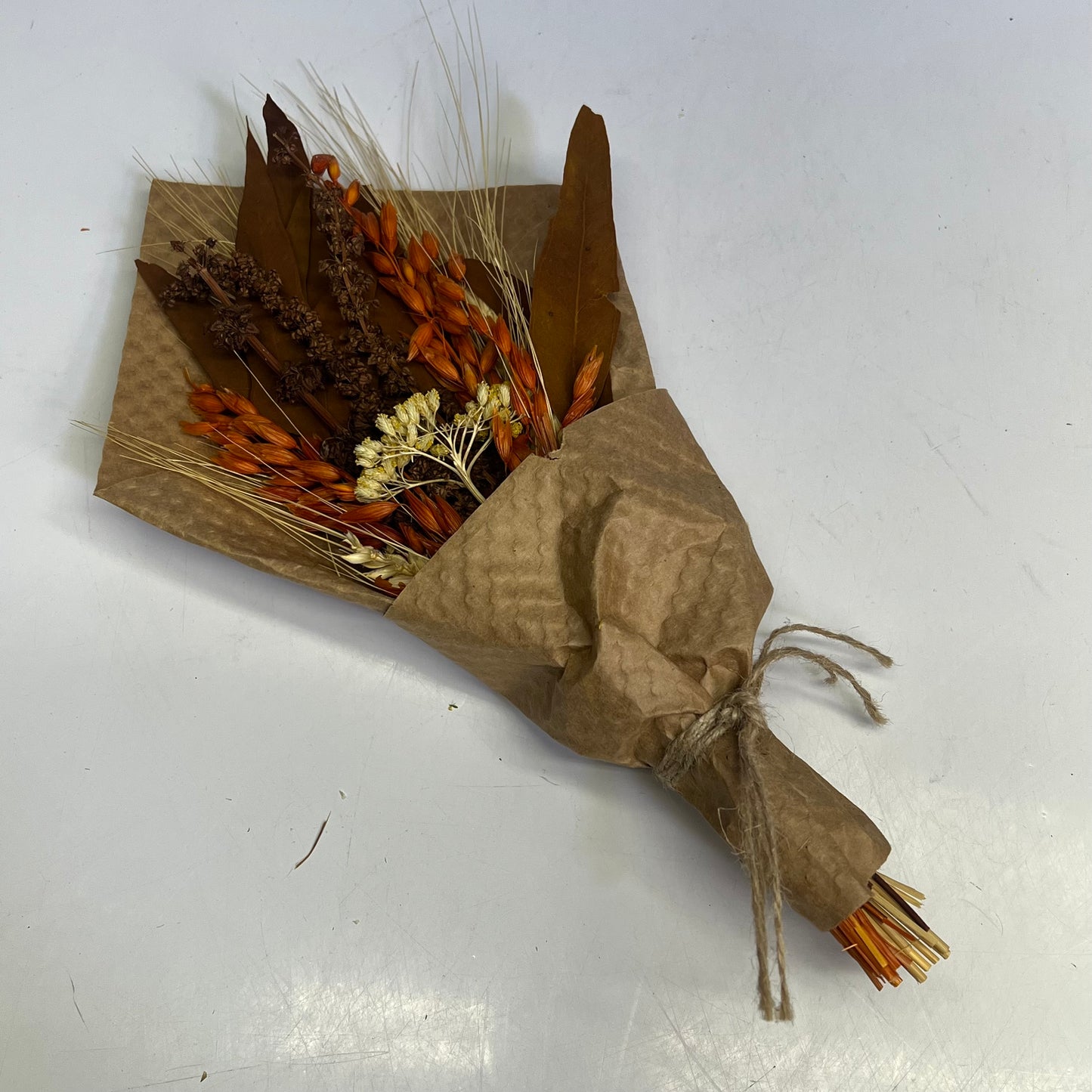 ZA@ ANDALUCA (2 PACK) Floral, Leaves & Wheat Dried Bouquet Medium 13" Orange, Brown & Yellow A