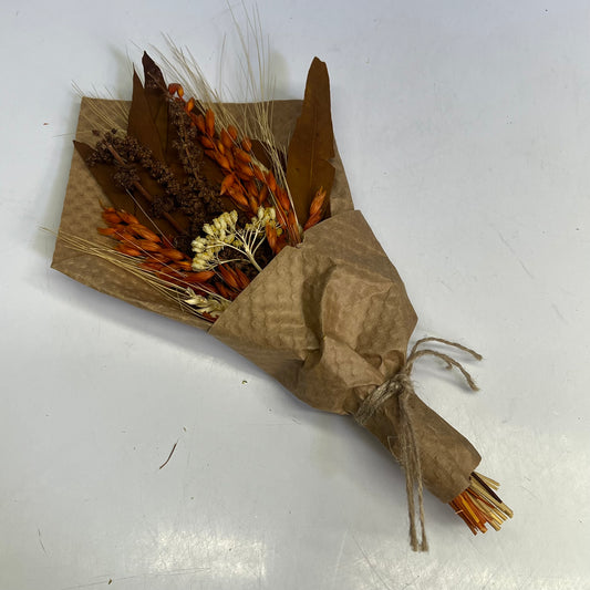 ZA@ ANDALUCA (2 PACK) Floral, Leaves & Wheat Dried Bouquet Medium 13" Orange, Brown & Yellow A