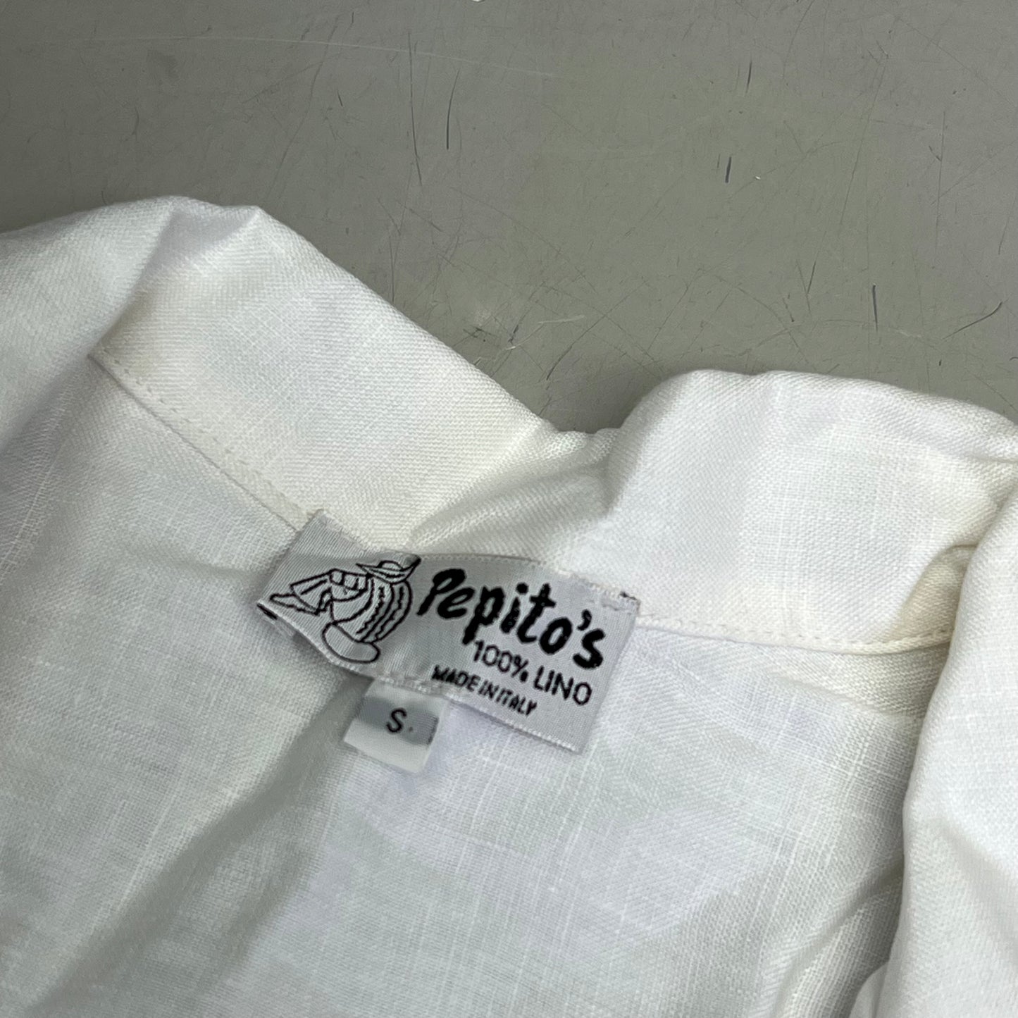 PEITO'S 100% Linen Cropped Long Sleeve Collared Shirt Women's Sz S Solid White