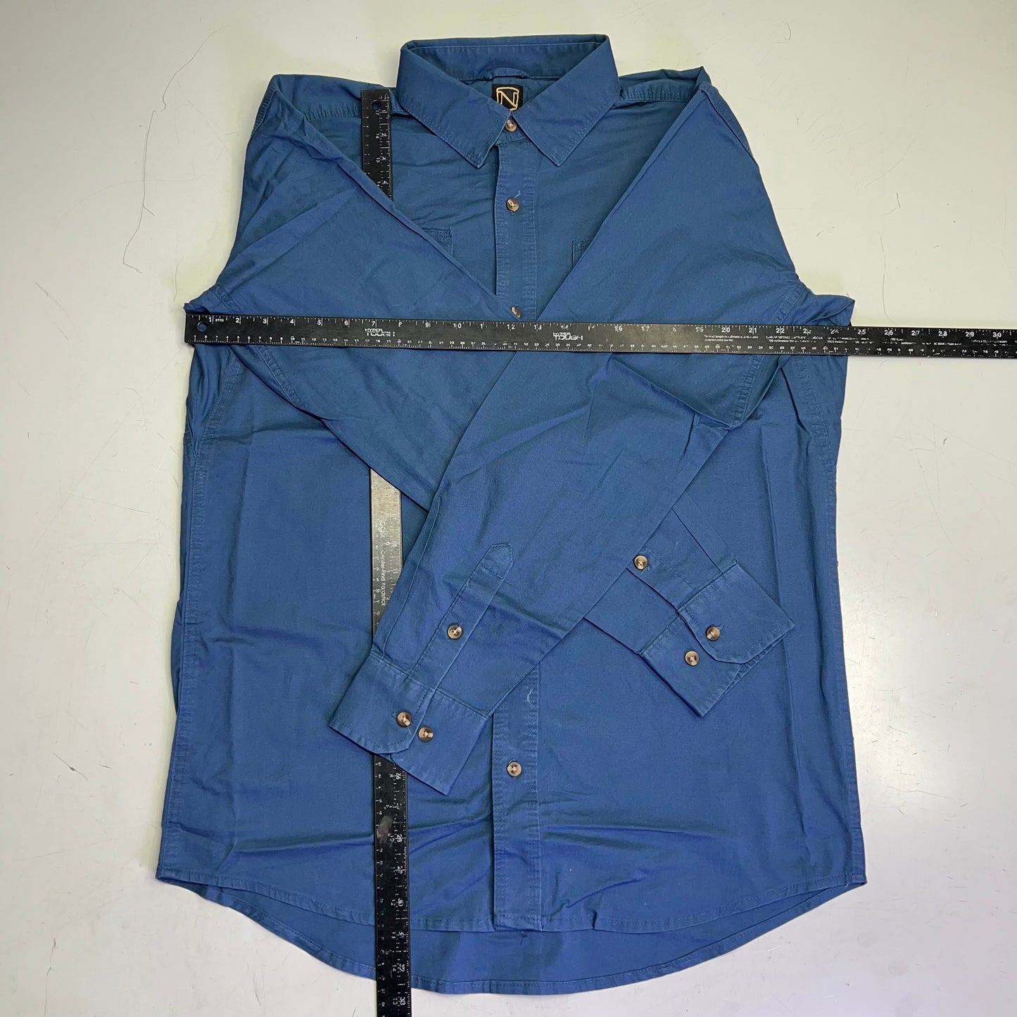 NOBLE OUTFITTERS Long Sleeve Weathered Work Shirt Men's Sz L-T Steel Blue 11049