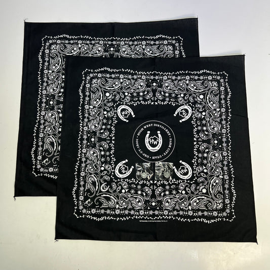 HIGH WEST DISTILIERY (4 PIECE SET) Park City Utah Bandana W/ Pins 21"x21"