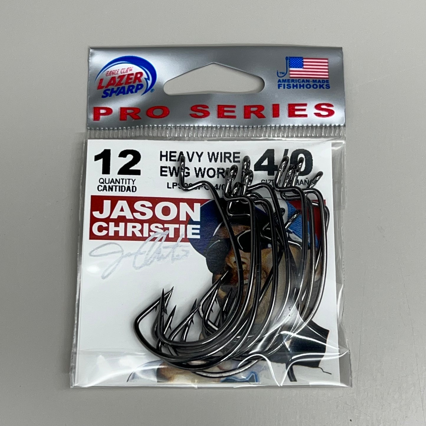 EAGLE CLAW (5 PACK) Round Bend EWG Worm Hook Platinum Blk #4/0 12pc LPS098PG-4/0