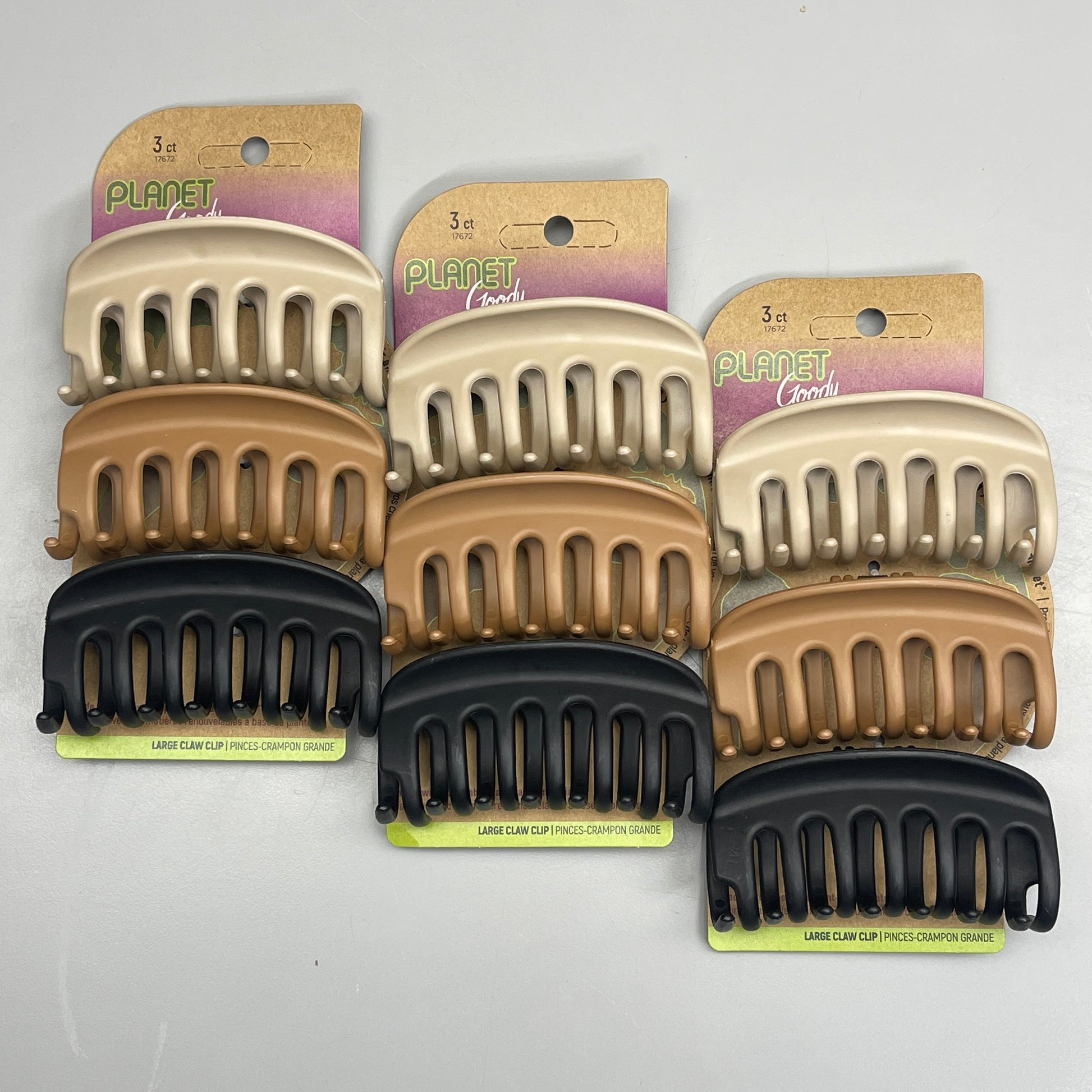 GOODY 3 Sets of 3! Planet Sustainable Round Claw Clips Black/Brown/Cre –  PayWut