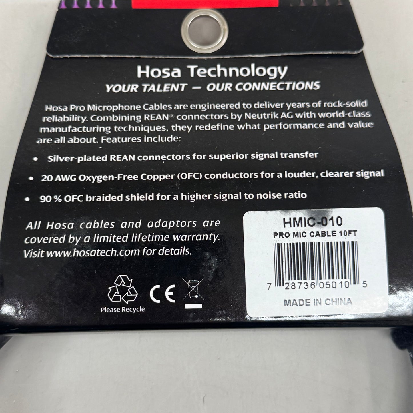 HOSA TECHNOLOGY Pro Series Microphone Cable 10 ft Black HMIC-010