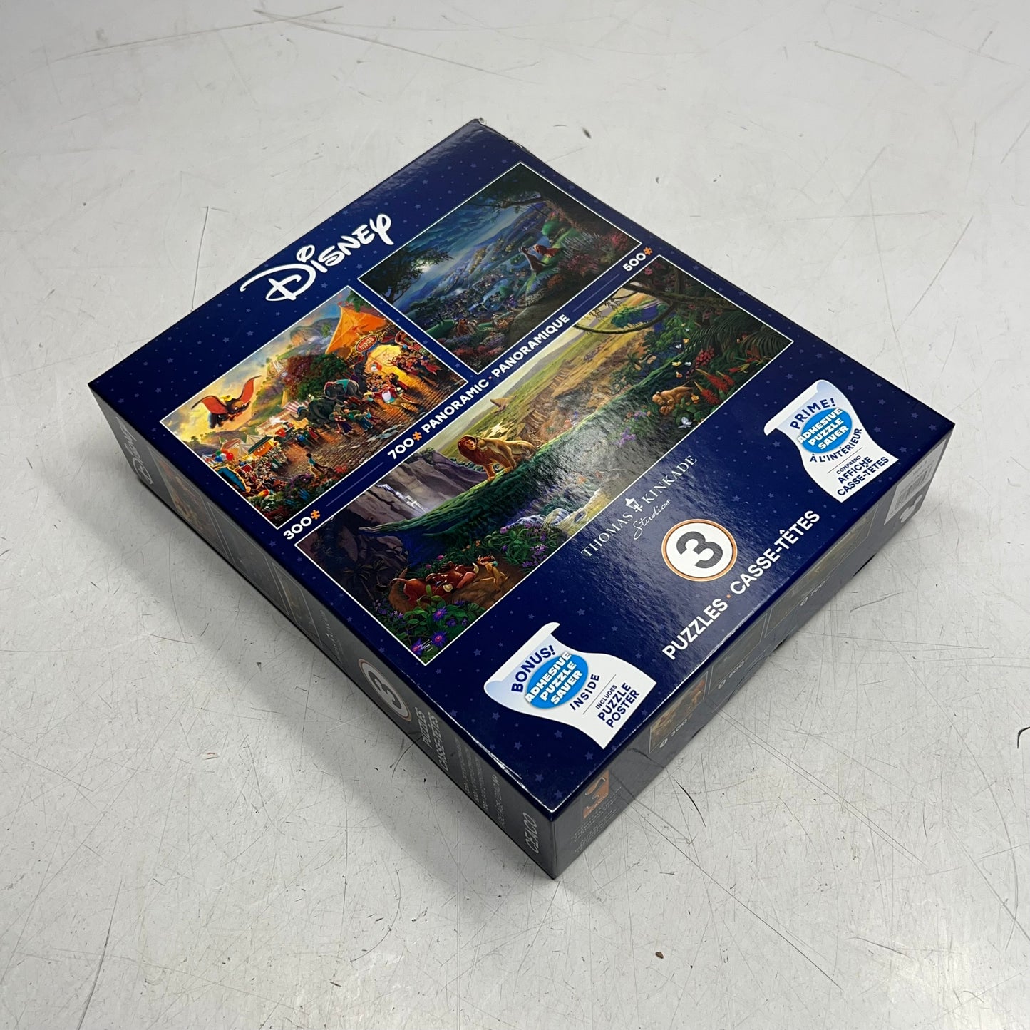 ZA@ DISNEY Multiple Panoramic Jigsaw Puzzle Of Disney Scenes 300, 500 & 700 Piece 1124-3 (As-Is - Damaged Back of Box)