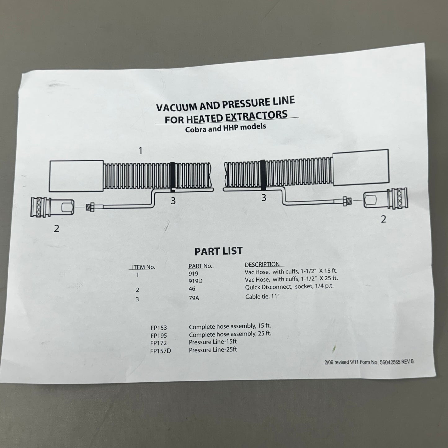 NILFISK Advance Vacuum Hose Pressure LN 15 EXTR for Carpet Cleaning 182" F153