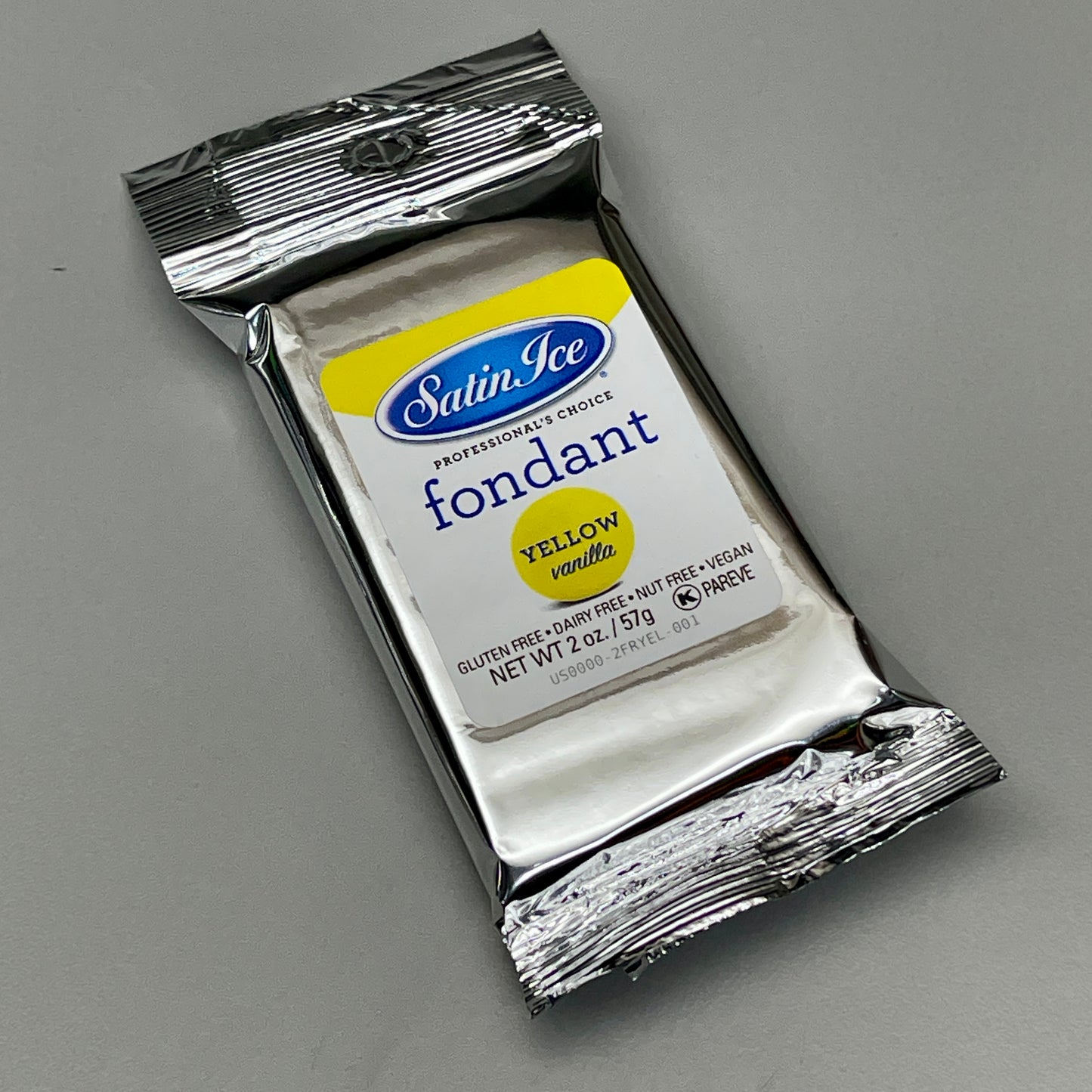 SATIN FINE FOODS Satin Ice Fondant Yellow Vanilla 20 x 2 oz Packets of Fondant (06/24)