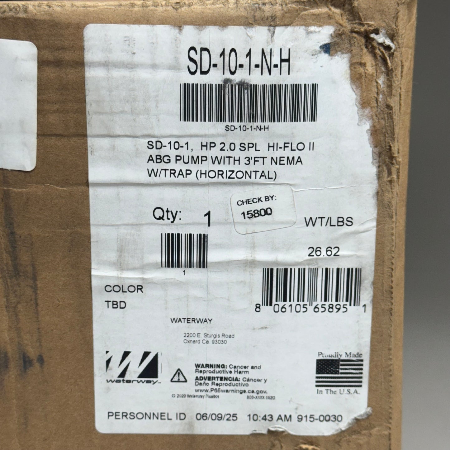 WATERWAY Single SPE Hi-Flo Above Ground Pool Pump  115Volts, .95THP SD-10-1-N