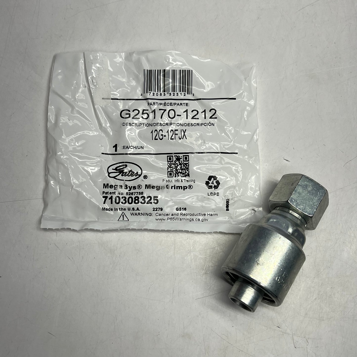GATES Leak-Proof Female Jic 37° Flare Swivel Coupling 3/4" x 3.74" G25170-1212