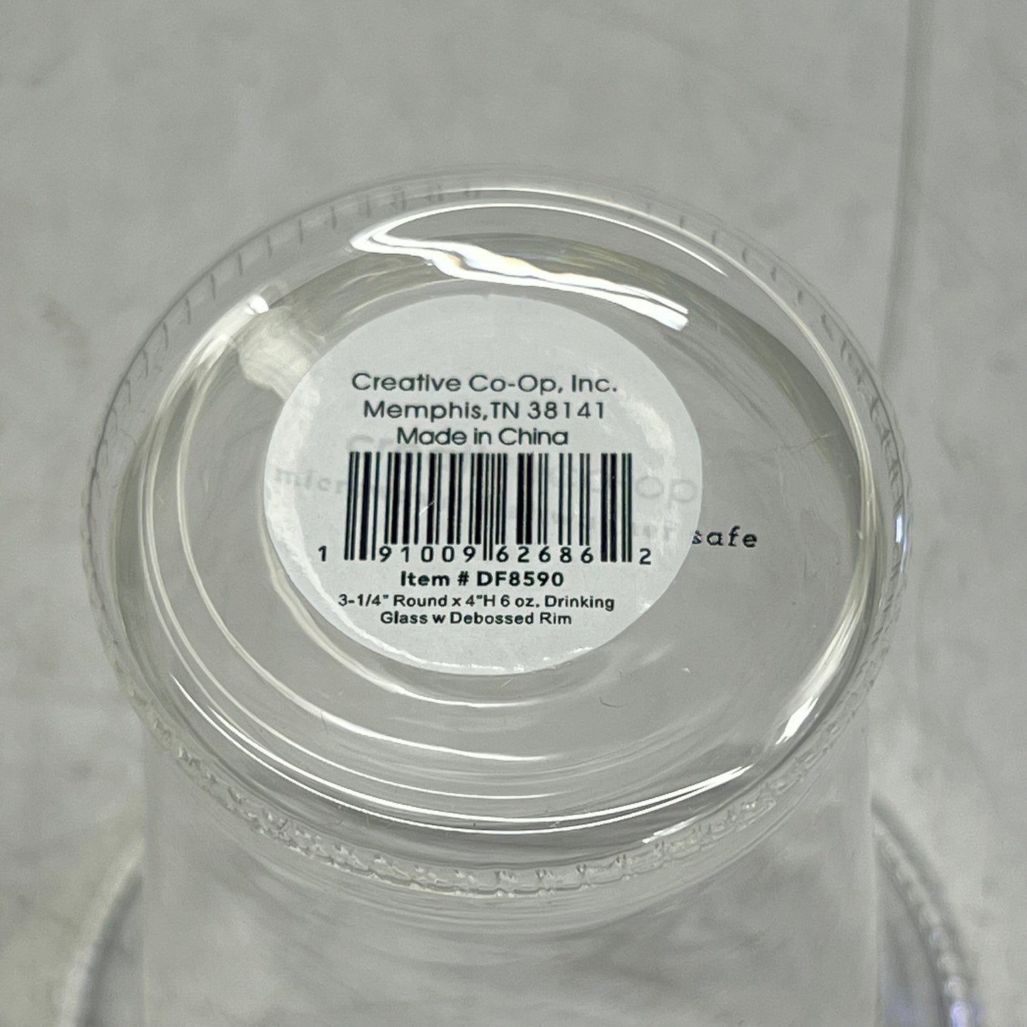 ZA@ CREATIVE CO OP (6 PACK) Drinking Glasses W/ Debossed Rim  6oz Clear DF8590