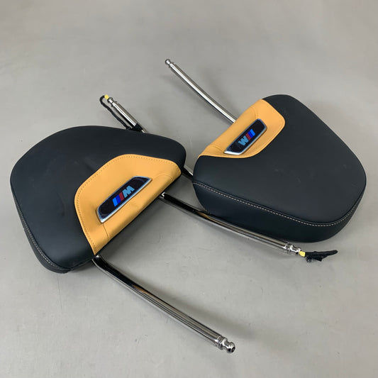 BMW (2 Pack) Leather Front Head Restraints/ Headrest BMW X3 Black/Golden Brown 5210809608907