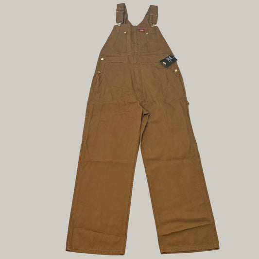 DICKIES Classic High Back Duck Bib Overall Mens 32X32 Rinsed Brown Duck DB100RBD