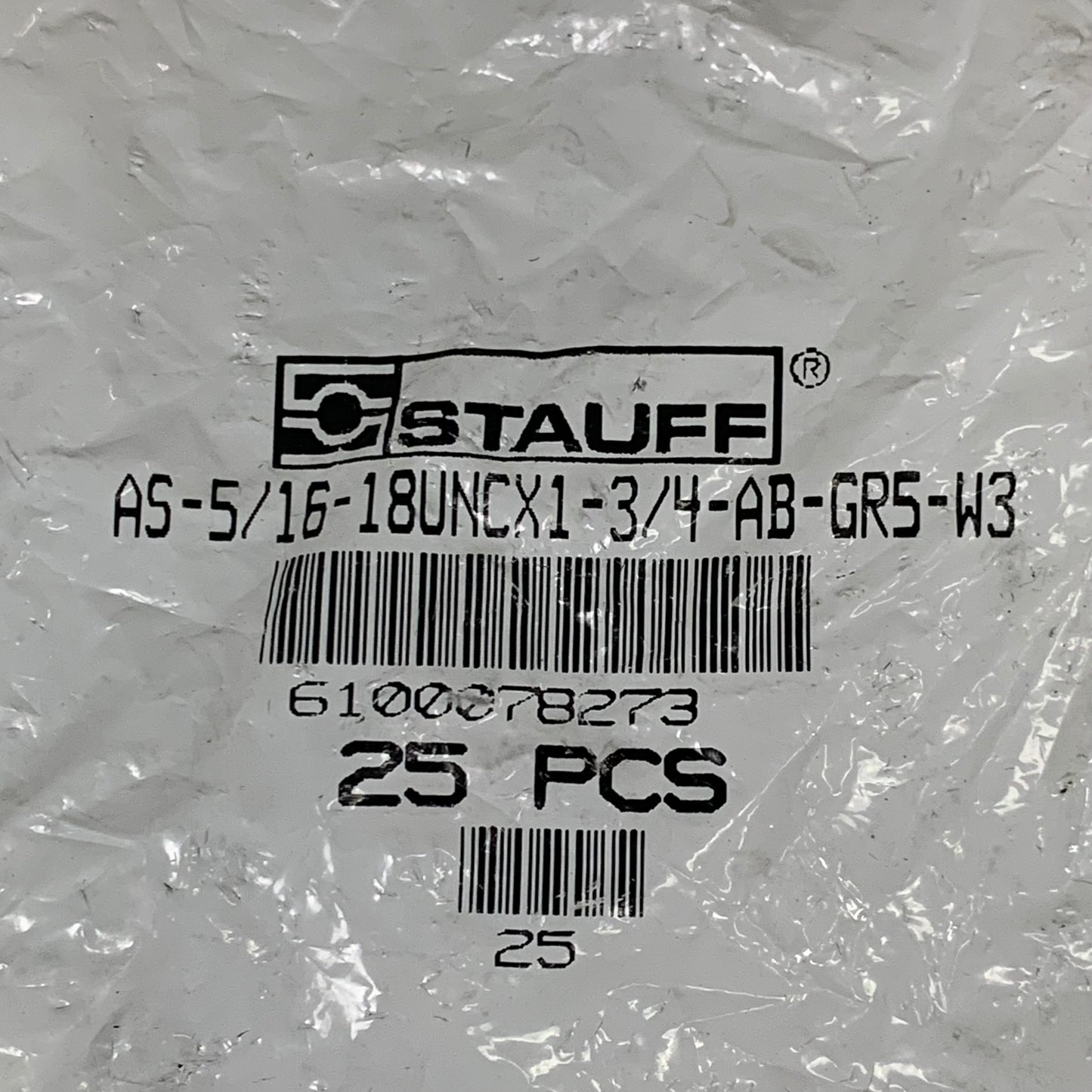 STAUFF (75 PACK) Hexagon Head Bolt Twin Series 5/16"-18 UNC x 1-3/4" Threaded