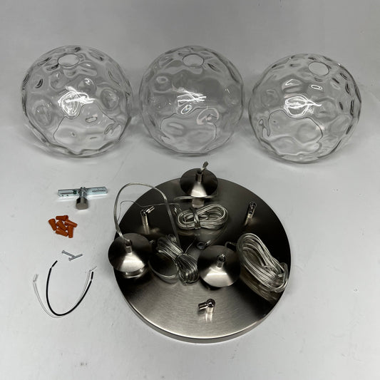 Z-LITE 3 Light Pendant Modern Eye Catching Fixture Silver/Clear 490P10-3R-BN