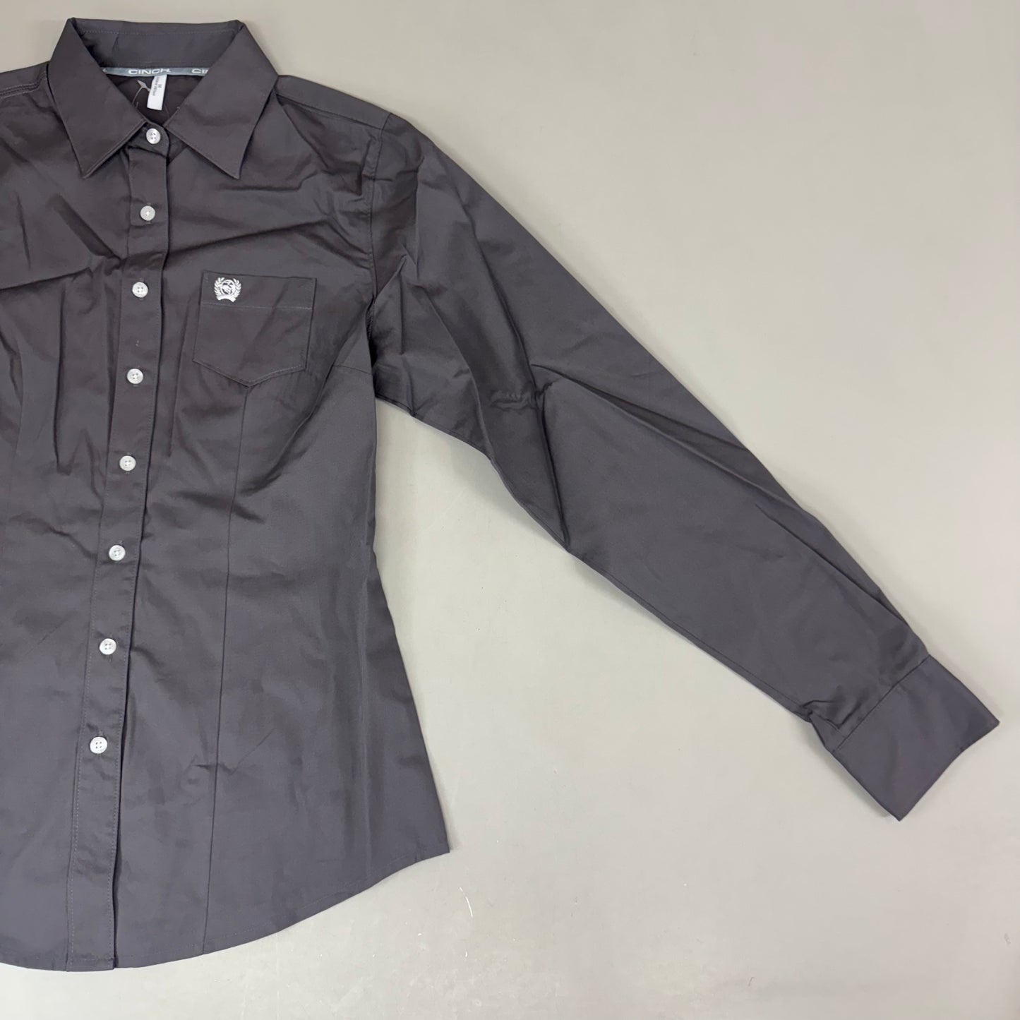 CINCH Long Sleeve & Shirt Tail Solid Button Down Top Women's SZ M Grey MSW9164029