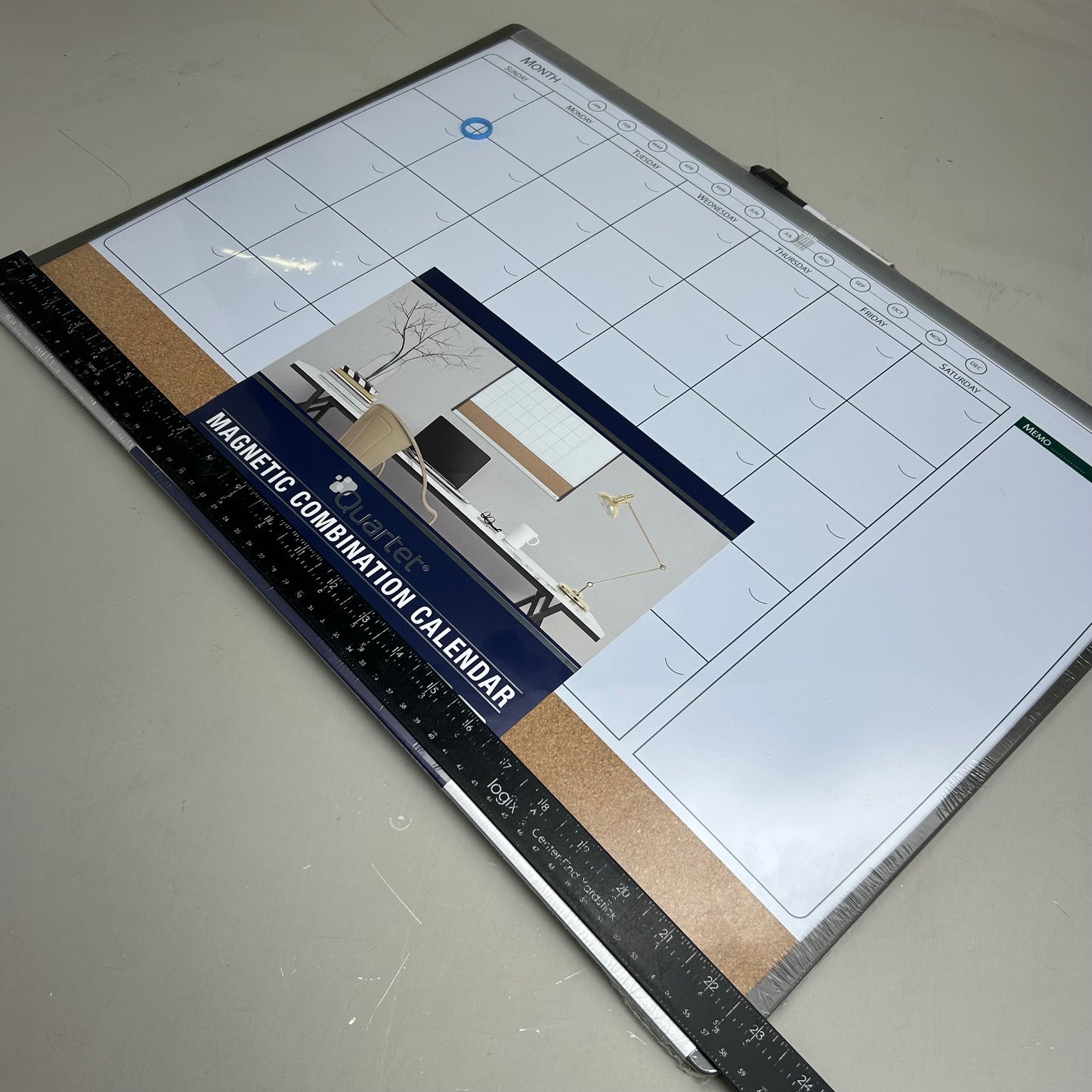 QUARTET Magnetic Combination Calendar/Dry Erase & Cork Board 17"x23" 79372