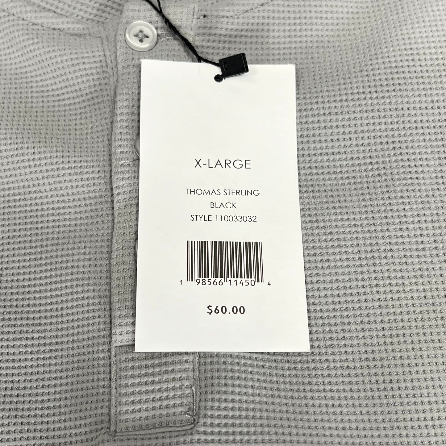 THOMAS STERLING Waffle Knit Half Button Up Long Sleeve Shirt Men's Sz XL Grey