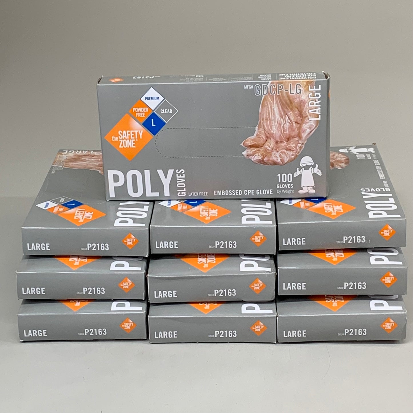 SAFETY ZONES Cast PE Powder Free Gloves Large Clear P2163 (As-is (See Images))