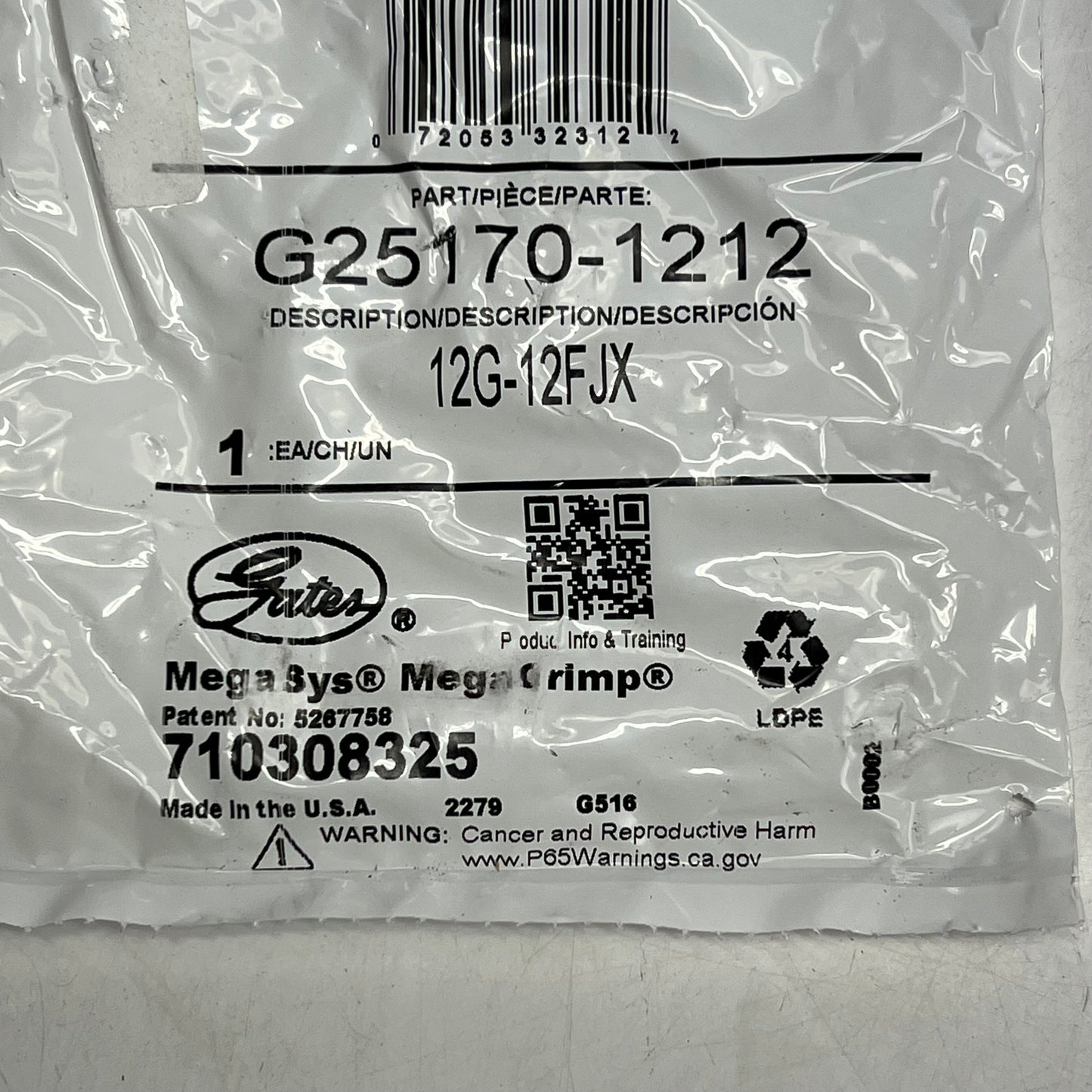 GATES Leak-Proof Female Jic 37° Flare Swivel Coupling 3/4" x 3.74" G25170-1212