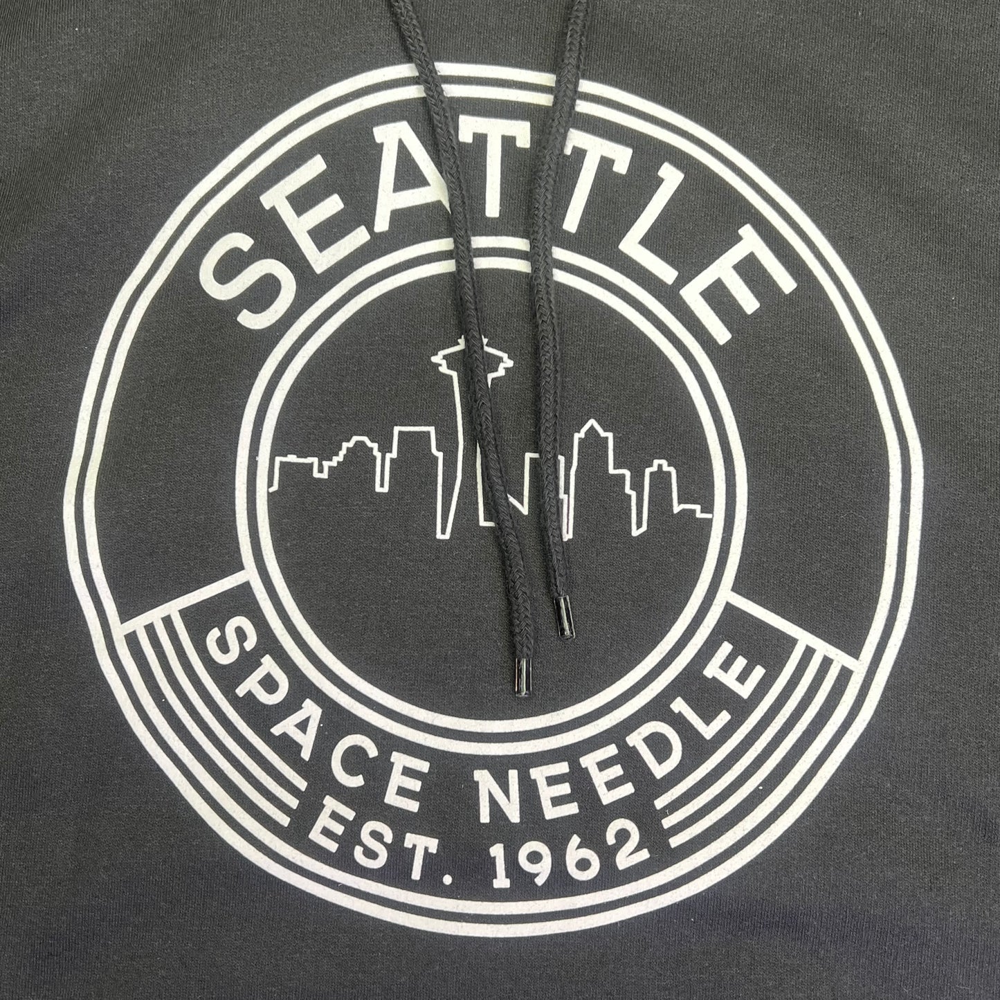 POINT Seattle Washington Space Needle Hoodie Unisex Sz S Black/White 041965