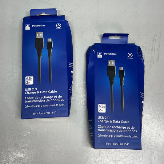 POWER A (2 PACK) USB 2.0 Charge Cable For PlayStation 4 6.5' Black CPFA122462-02