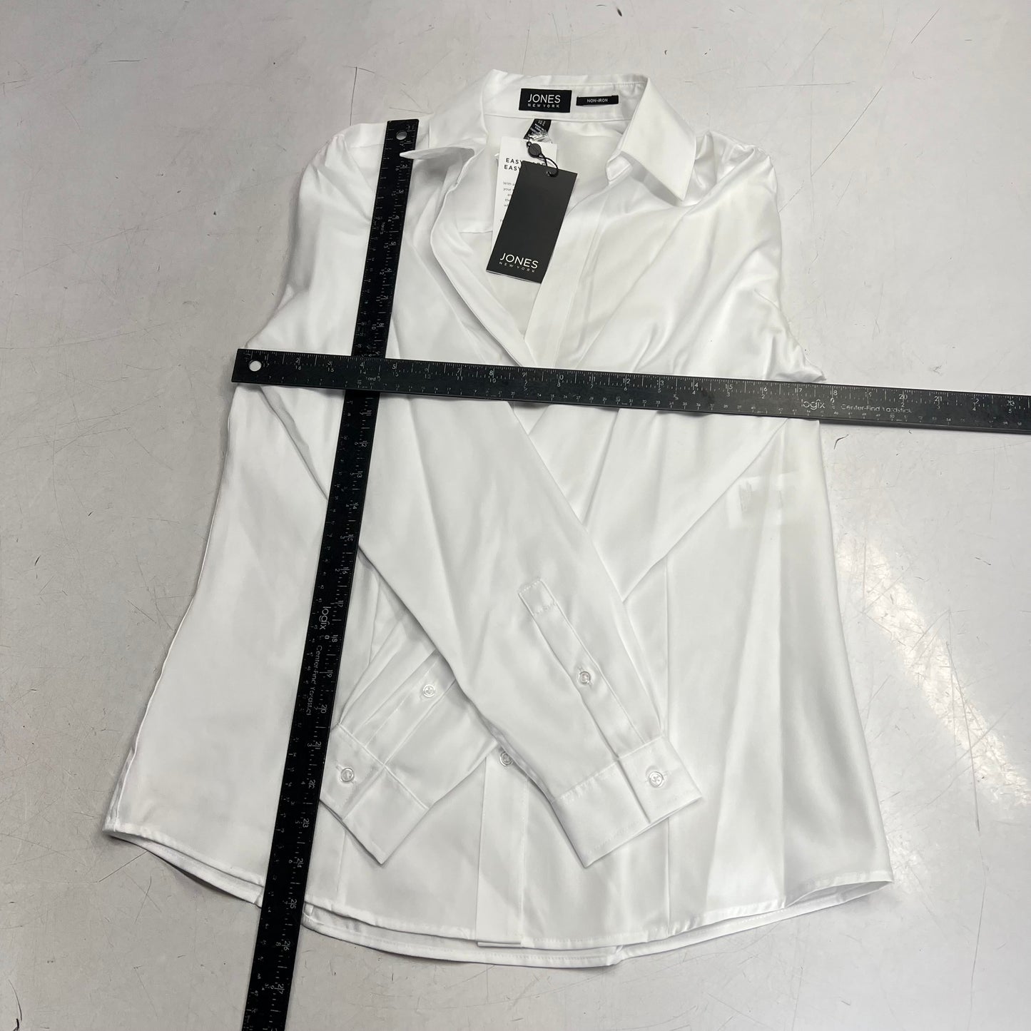 JONES New York Easy Care Professional Button Up Collared Shirt Women's Sz S White