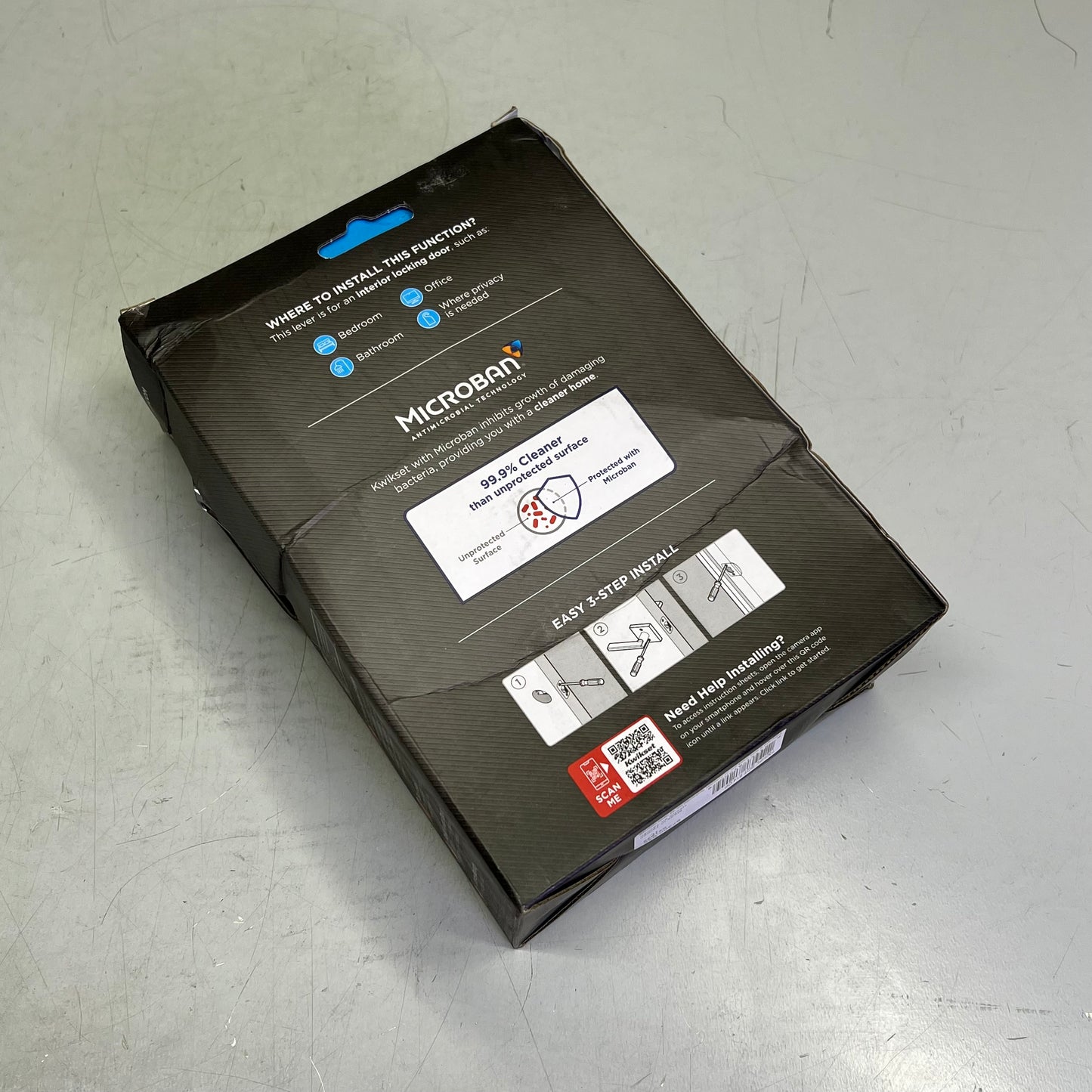 KWIKSET Halifax Privacy Lever Right Or Left Handed Matte Black 97300-949