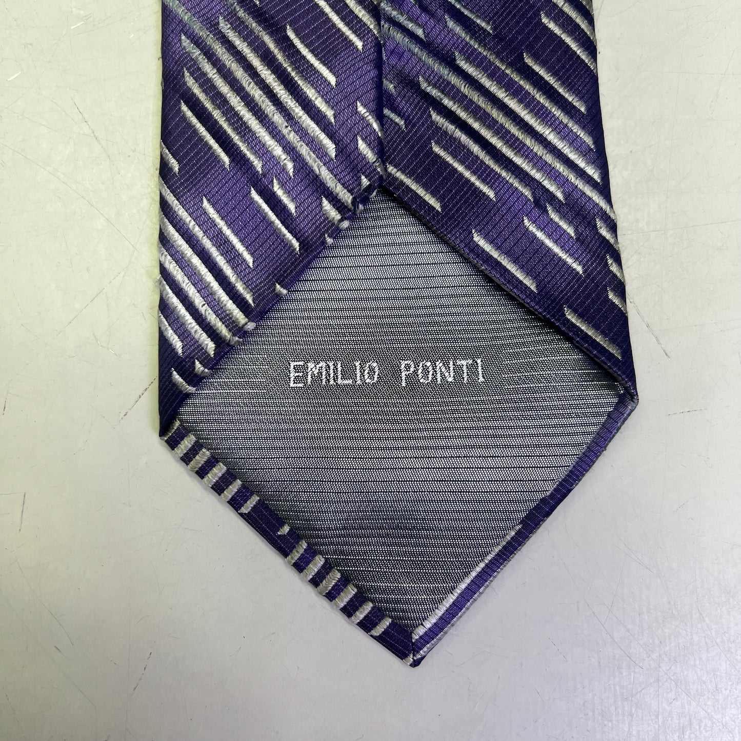 EMILIO PONTI 100% Silk Patterned Suit Tie 60" Purple/Grey (Pre-Owned)