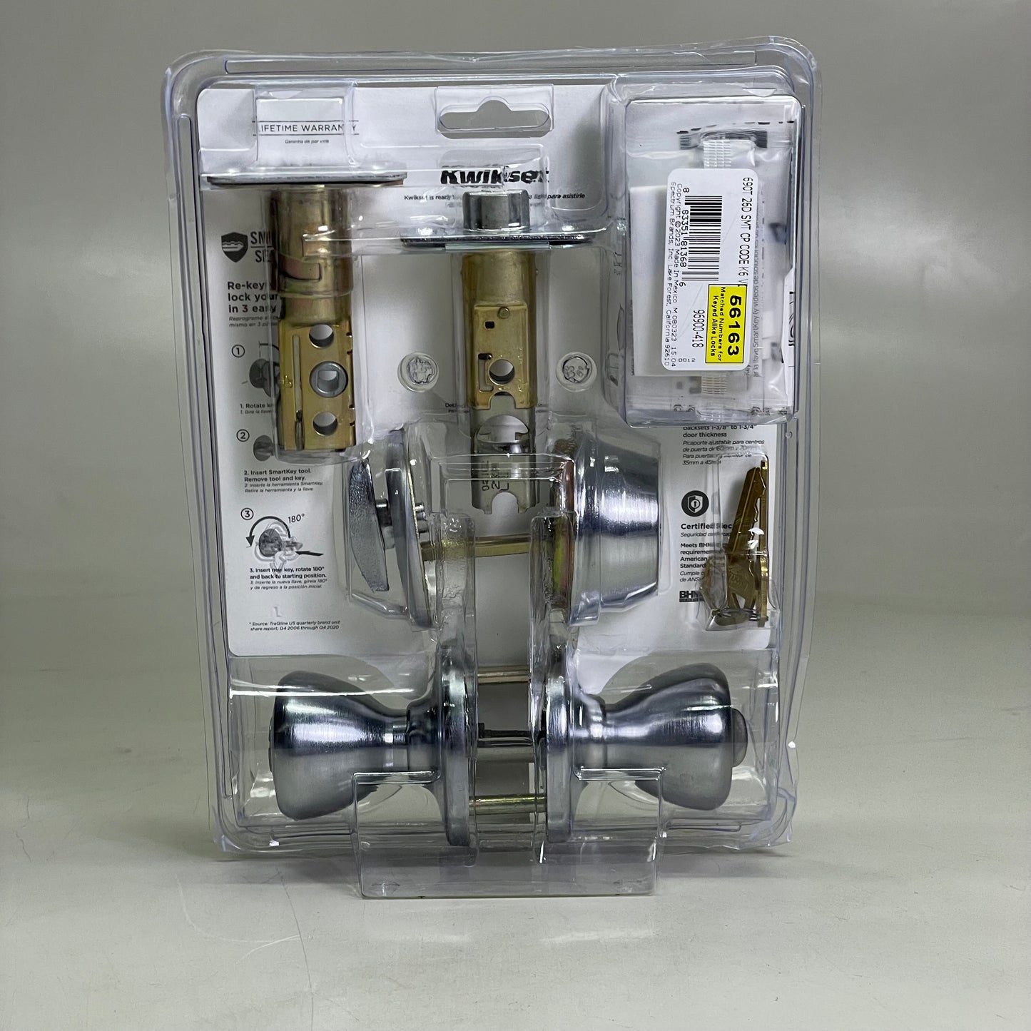 KWIKSET Keyed Entry & Single Cylinder Deadbolt Satin Chrome Finish 96900-418