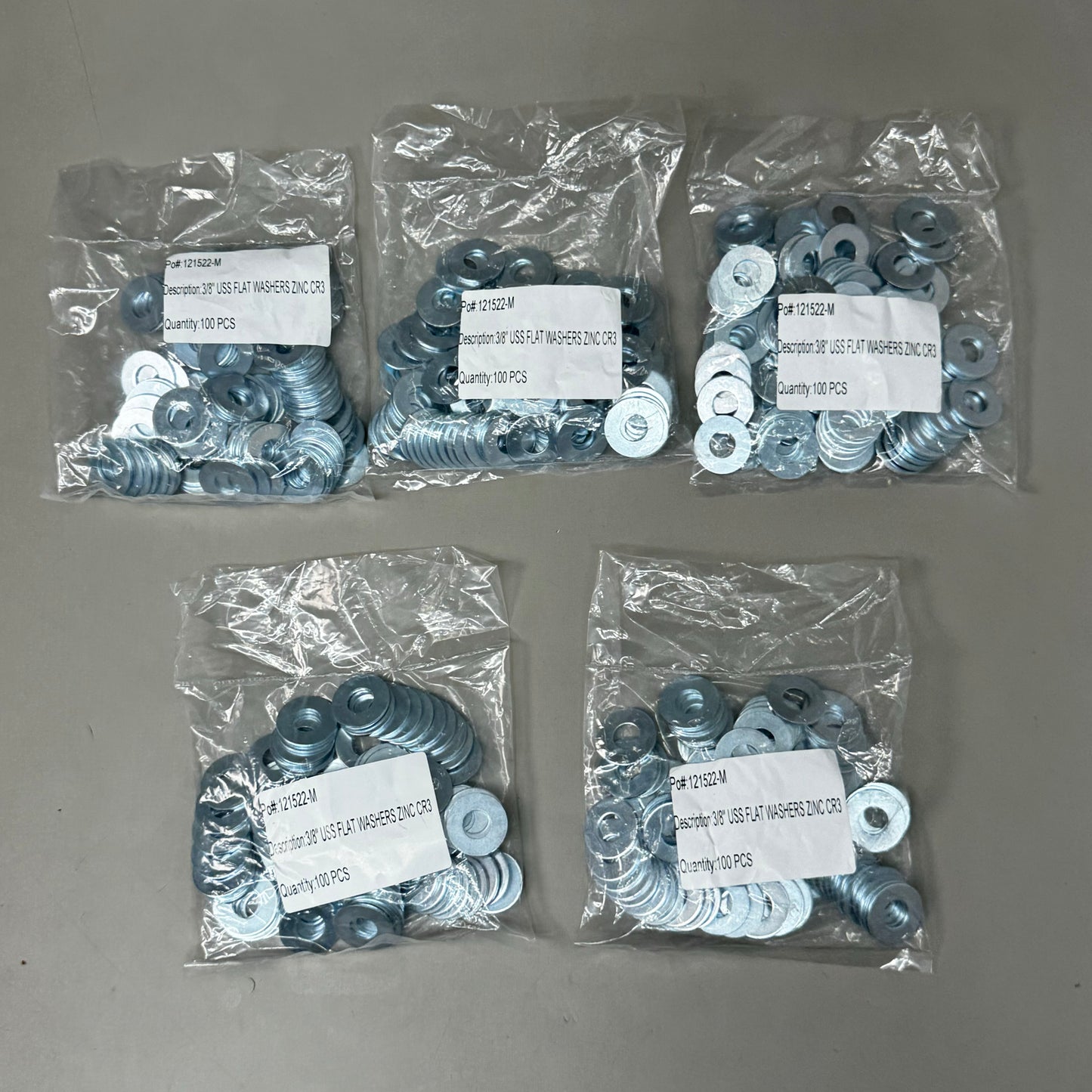 PHD MANUFACTURING (500 PEICE) 3/8" USS Flat Washers Low Carbon Zinc CR3 121522-M