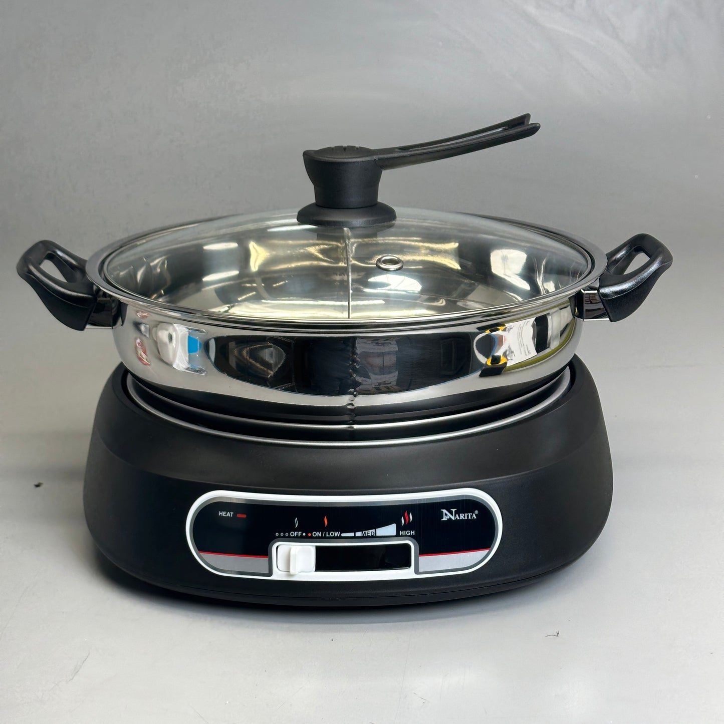 NARITA Electric 2 Way Hot Pot 5.0qt (Shabu Shabu) Black NEC-3050