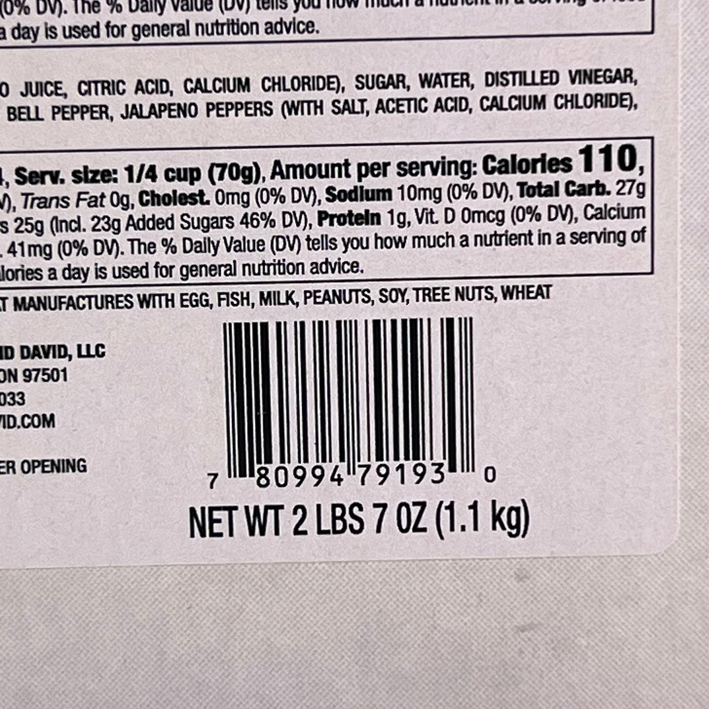 ZA@ HARRY & DAVID (4 PACK) Pepper & Onion Relish 2Lbs / 7 oz D