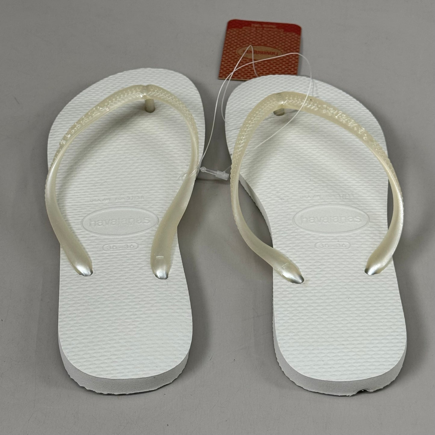 ZA@ HAVAIANAS High Quality Rubber Slim Flip Flops Non-Slip Women's 6 White 400030