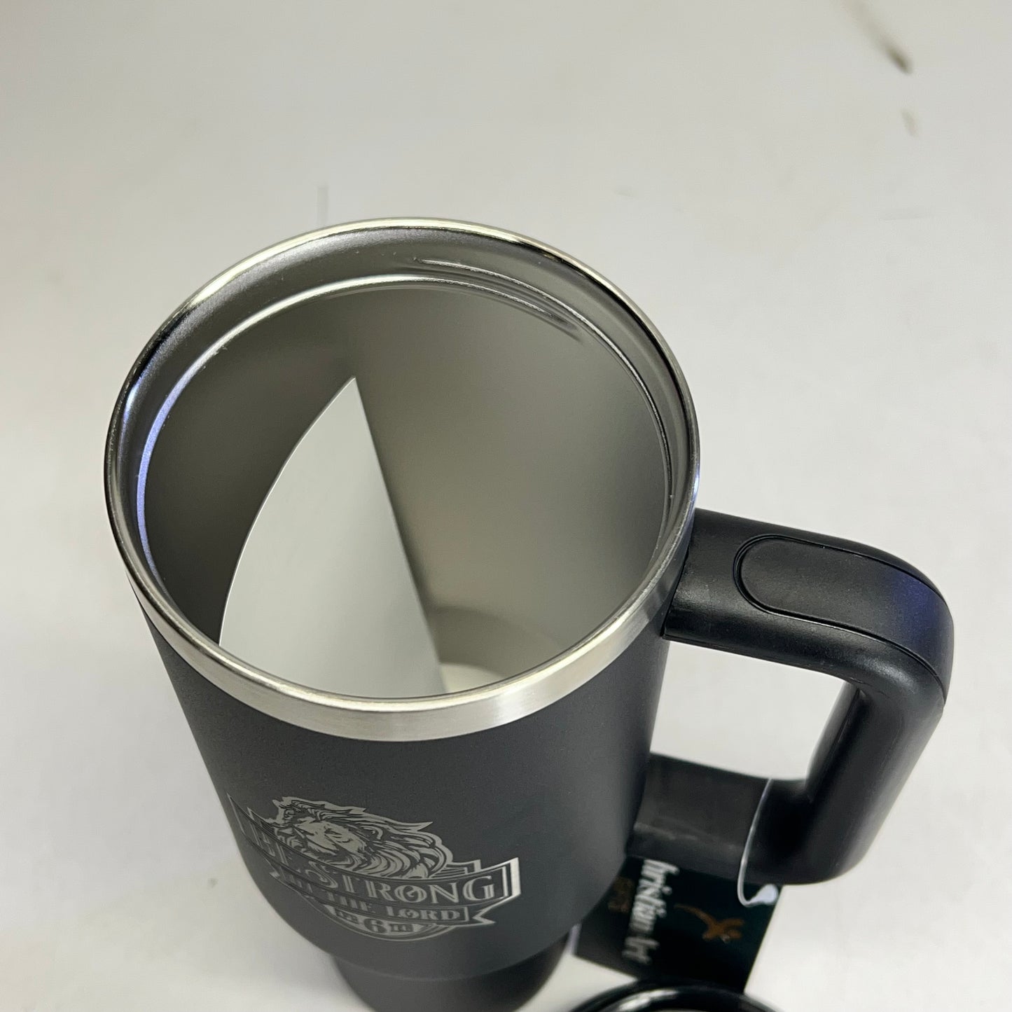 CHRISTIAN ART GIFTS Ephesians 6:10 Tumbler with Straw 40 oz Matte Black SMUG283