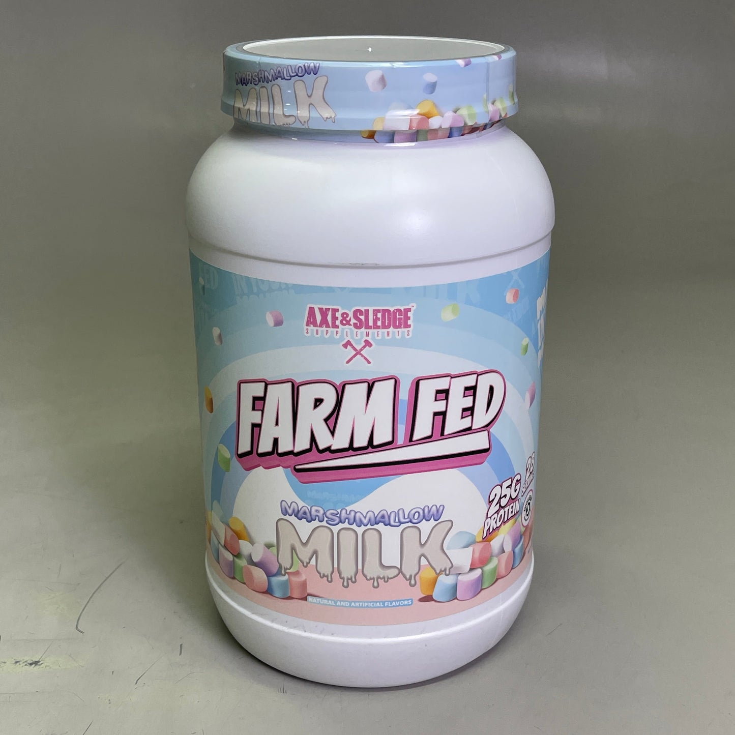 ZA@ AXE & SLEDGE Farm Fed 25G 100%Whey Protein Marshmallow Milk 28 Servings BB 04/26 C