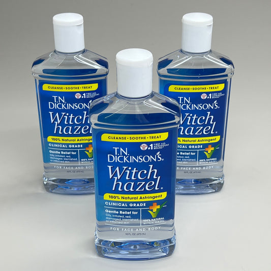 T.N DICKINSON'S (3 PACK) 100% Natural Witch Hazel Clinical Grade 16floz BB02/26