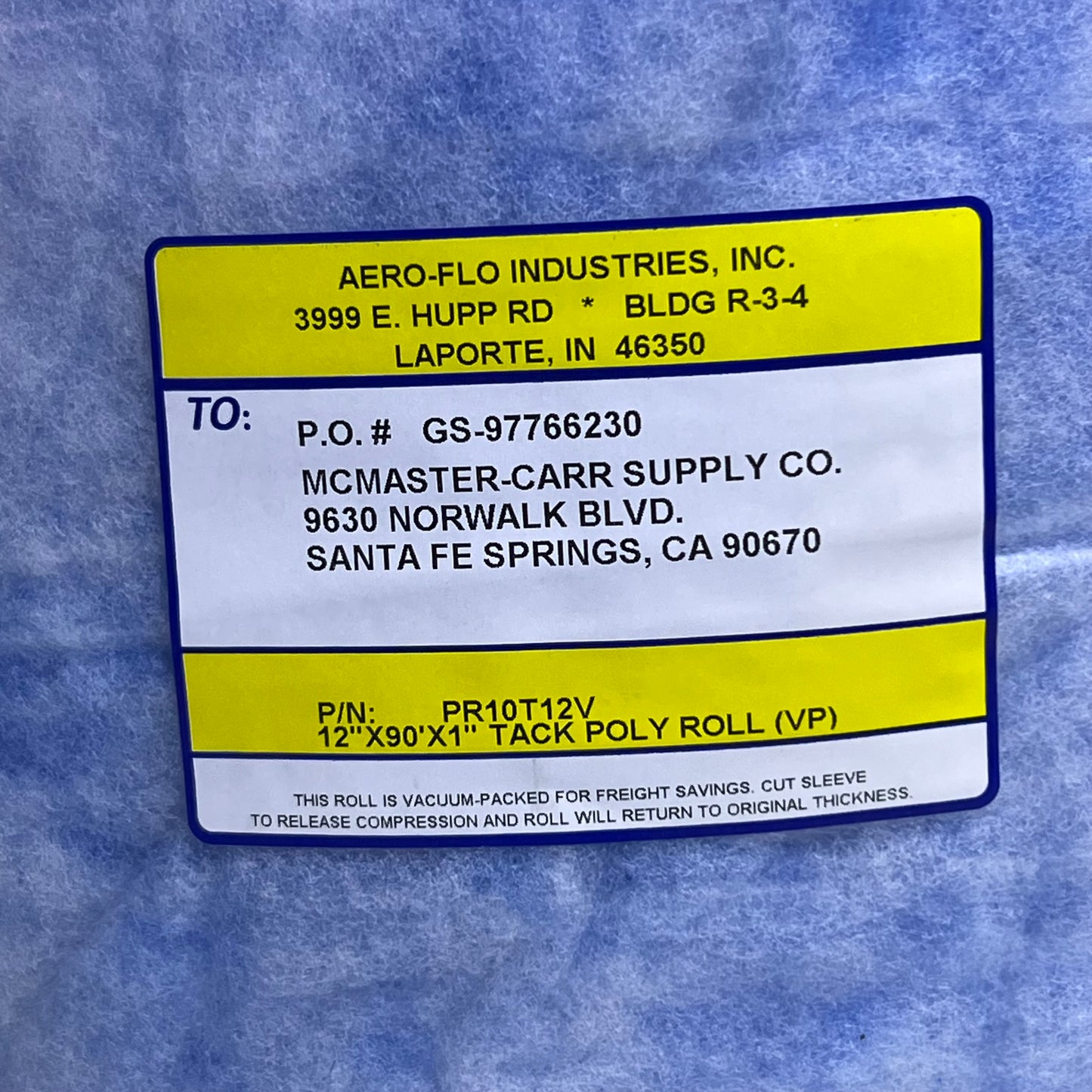 AERO FLO Air Filter Rolls Sz 12" x 90" x 1" GS-97766230