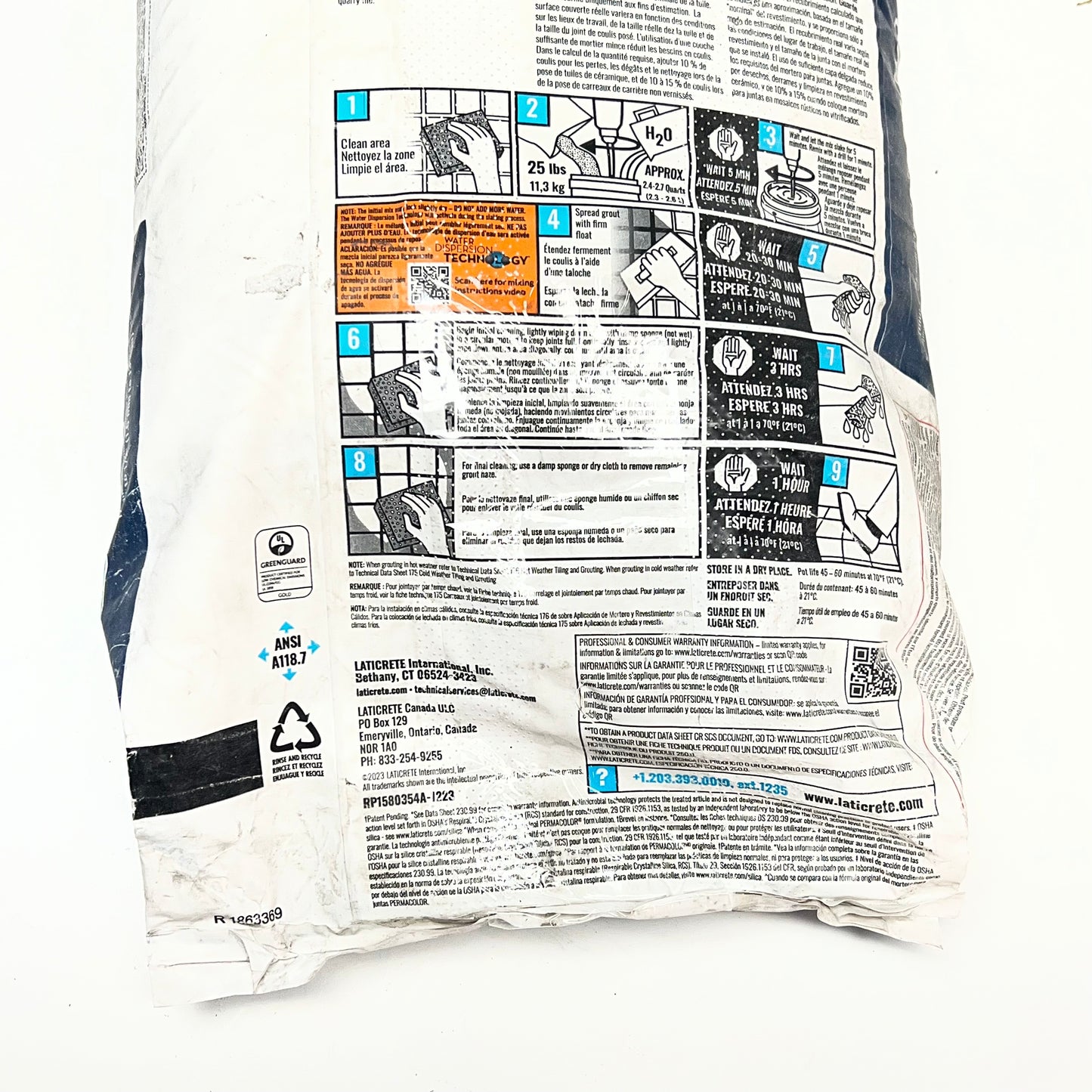 ZA@ LATICRETE Permacolor Grout High Performance Cementitious Tile Grout 20lbs 09 Frosty (As-Is)