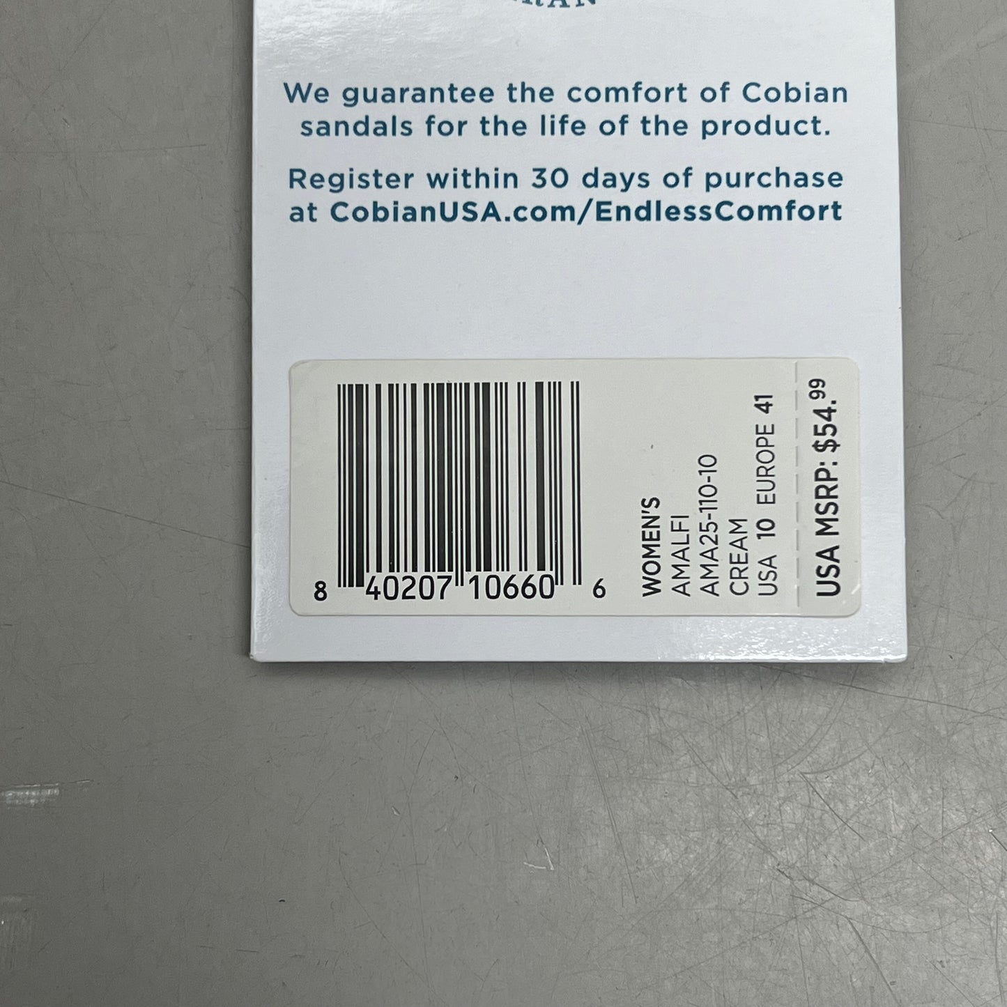 COBIAN Amalfi Synthetic Leather W/ Microfiber Lining Sandals Women's Sz 10, 41 EU Cream AMA25-110-10